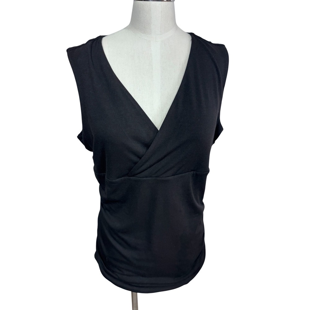 Maurices XL Black Surplice Tank Top Women's Sleeveless V-Neck Ruched